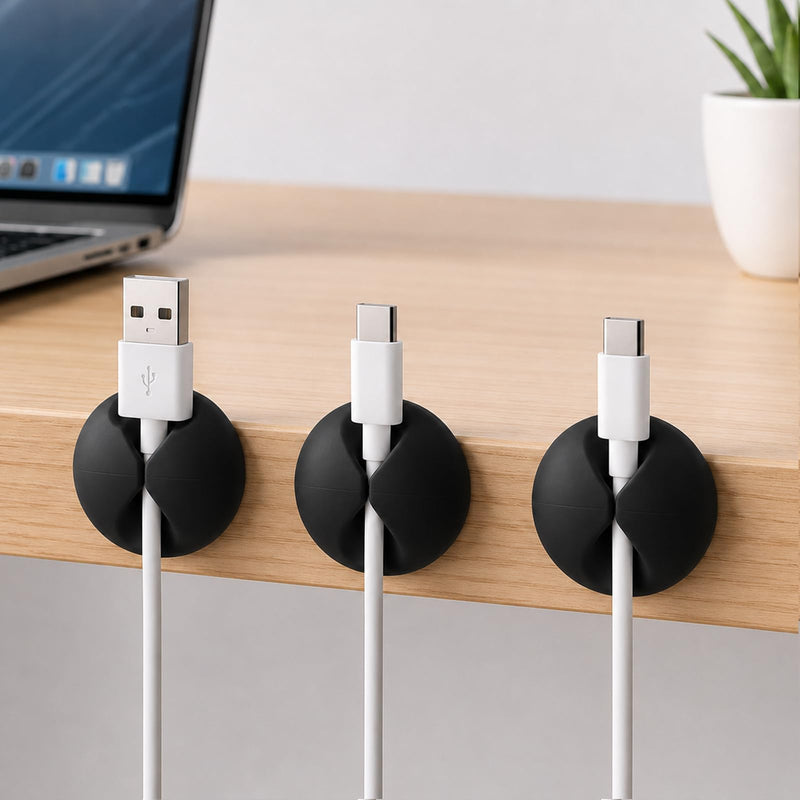 Cable Clip Organizer Wire Holder Desktop Cord Management USB Charger Holder Cable Clip Desk Accessories for Home Office Black 10