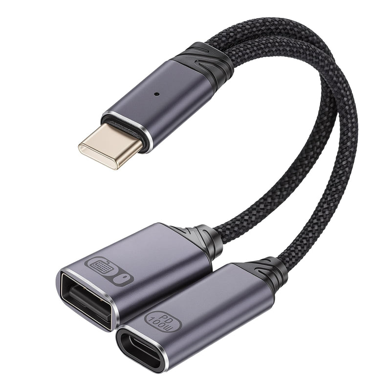 1 PCS USB C Splitter 1 in 2 Out, USB C OTG Adapter and Charger PD Charger Splitter Y Cable with 60W PD Fast Charging Compatible for Vehicles, Desktop PCS, Smartphones