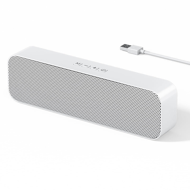Computer Speakers for Desktop PC,USB Powered & Plug and Play,with Bluetooth 5.3/3.5mm AUX Input,Small Bluetooth Speakers with Stereo Sound Fit Under the Monitor for Office Work, Gaming, Music Bright White
