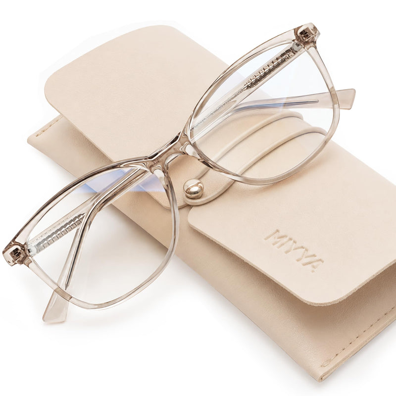 Blue Light Blocking Glasses for Women with Case, Anti Eyestrain UV Glare Computer, Gaming & Phone Eyeglasses Coffee Brown