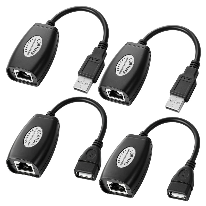 USB-RJ45 Extender, USB to RJ45 Extension Adapter, USB Over Cat6 Cable Extension RJ45 Extender Extensions Cables Connector Adapters Over Cat5/Cat5e/Cat6/Cat7/Cat8-2 Pairs