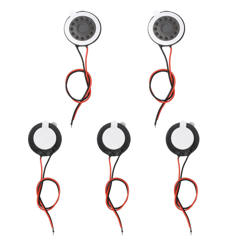 5pcs Internal Magnet Speaker (16mm / 0.6" Dia) - 1W 8 Ohm Round Internal Micro Magnet Loudspeaker with 80mm Terminal Wire for DVD EVD Mobile Portable Advertising Machine, Black 0.6" + 80mm Terminal 5
