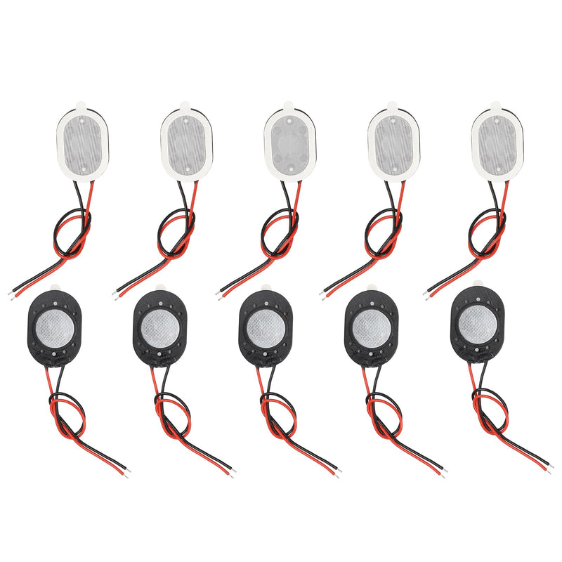 10pcs Internal Magnet Speaker (0.6x0.8 Inch / 14x20 Mm) - 1W 8 Ohm Oval Micro Magnet Loudspeaker with 60mm Terminal Wire for DVD EVD Mobile Portable Advertising Machine, Black 0.6x0.8 Inch + 60mm Terminal 10