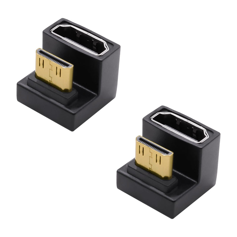 180 Degree U-Shaped Mini HDMI to HDMI Adapter Extender Converter | Up Angle Mini HDMI Male to HDMI Female,UHD2.1 8K@60Hz,48Gbps,for Camera Portable Display Monitor Projector,2pcs