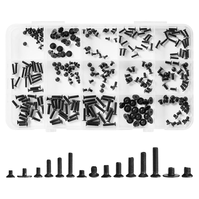 300Pcs Laptop Screws Notebook Computer Tiny Screw Kit 15 Sizes | M2 M2.5 M3 Laptop Replacement Computer Screws for Motherboard SSD PC Fan Hard Drive