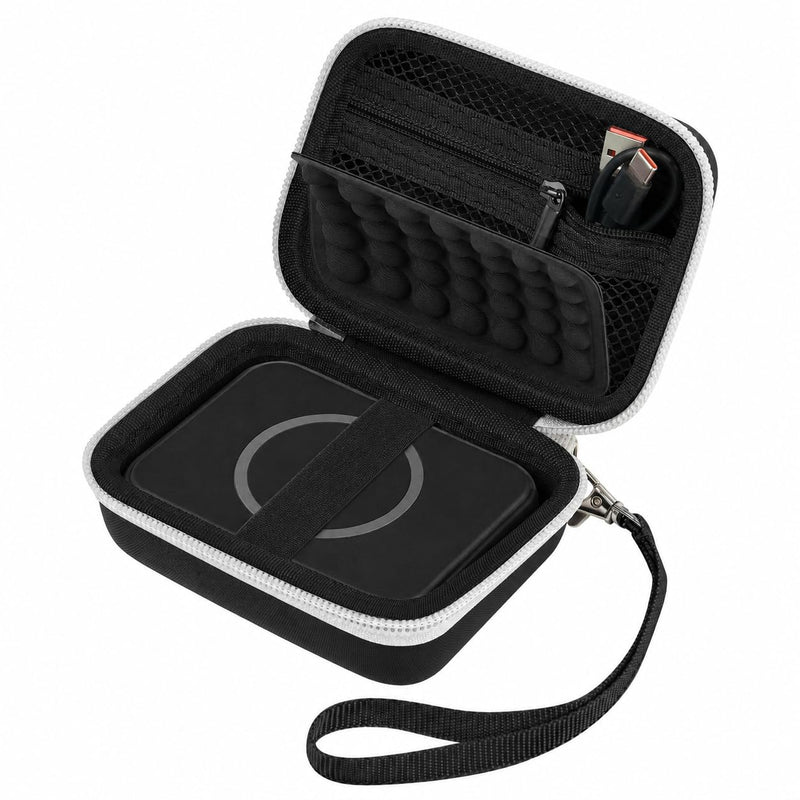 Hard Travel Case for Iseyyox for RTOPS for QUZUDN 3 in 1 Wireless Charger | for Ucomx,for SMILE Foldable Charger Station,Hard Shell,Padded Interior,Mesh Pocket,Elastic Strap,Wrist Strap Case Only Black