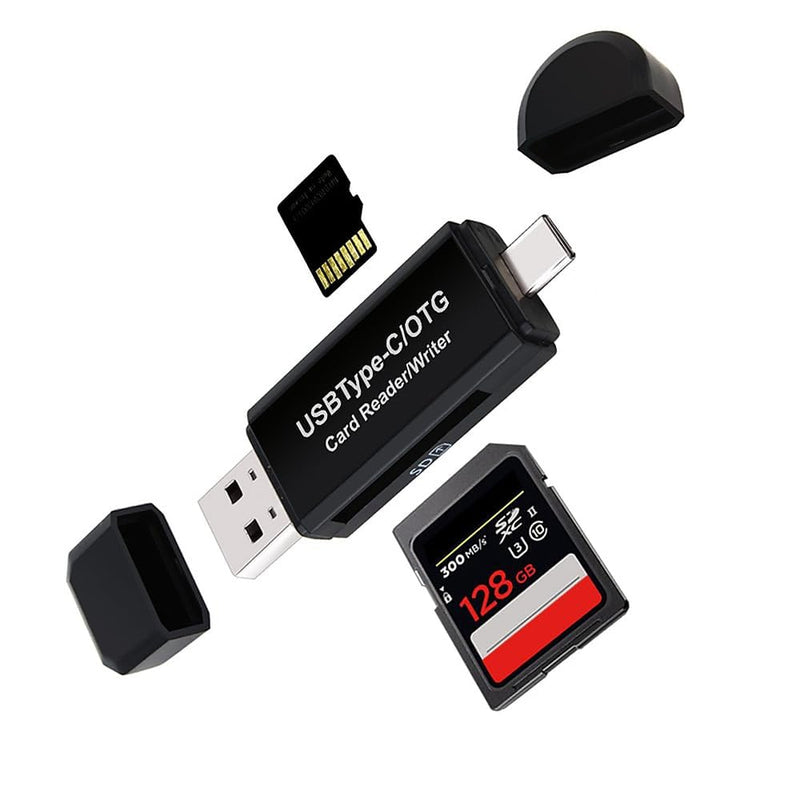 Type-C Card Reader, Multi-Function USB Adapter for SD/T F Camera Memory Cards, Compatible with iPhone, Android & Laptops(USB+MicroUSB) USB+MicroUSB