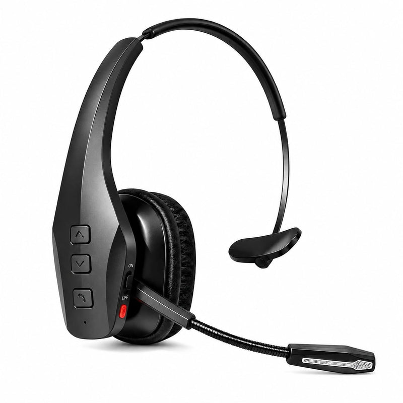 Bytewaveshop Trucker Bluetooth Headset with Mic, 55H Talk Time Wireless Headset, 99% Noise Cancelling Headphones with 270° Adjustable Mic, Bluetooth 6.0, Dual Device for Truck Drivers, Calls, Driving