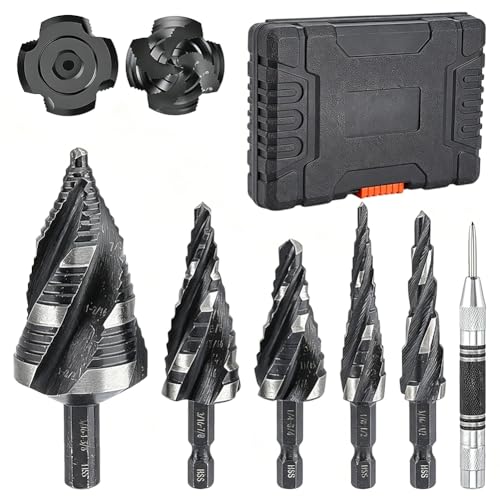 5 PCS HSS Step Drill Bit Set for Metal - 59 Sizes 1/8" –1-3/8" 1/8" –1-3/8"
