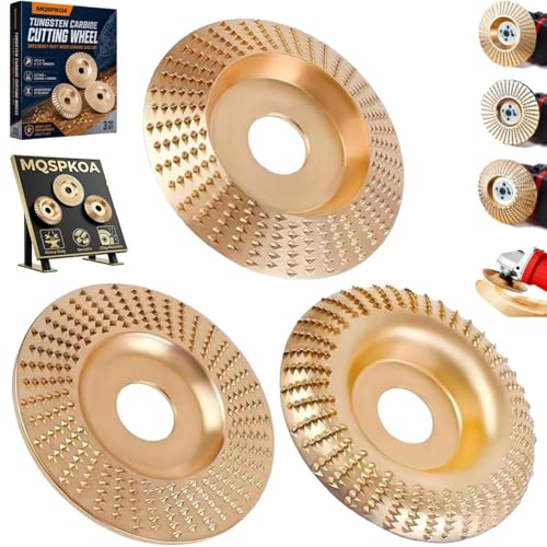 Tungsten Carbide Cutting Wheel, Angle Grinder Polishing Pad, 3PCS Heavy-Duty Wood Carving Disc Set for 4" & 4-1/2" Grinders, Woodworking Attachment for Cutting, Shaping, Sanding(3PCS*Mix) 3PCS*MIX