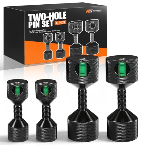 Two Hole Pins with Built-in Level,1-1/8" & 1-5/8" Aluminum, Detachable Flange Alignment Tool for Pipe Fitter Welding
