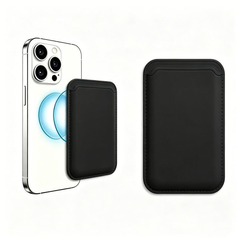 Magnetic Wallet Cell Phone Card Holder for Phone Case (Black) | Compatible with Magsafe, Stronger Magnetic RFID Leather Phone Wallet for iPhone 16,17 Pro, Pro Max Black