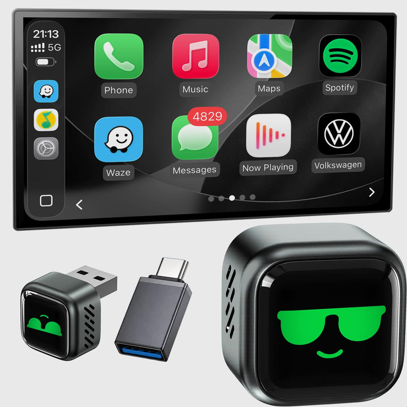 Wireless CarPlay Adapter for Apple iPhone Latest Upgrade | Seamless Connection for Convert Wired to Wireless Car Play Adapter - No Latency from iOS 10+ to Screen w/USB C