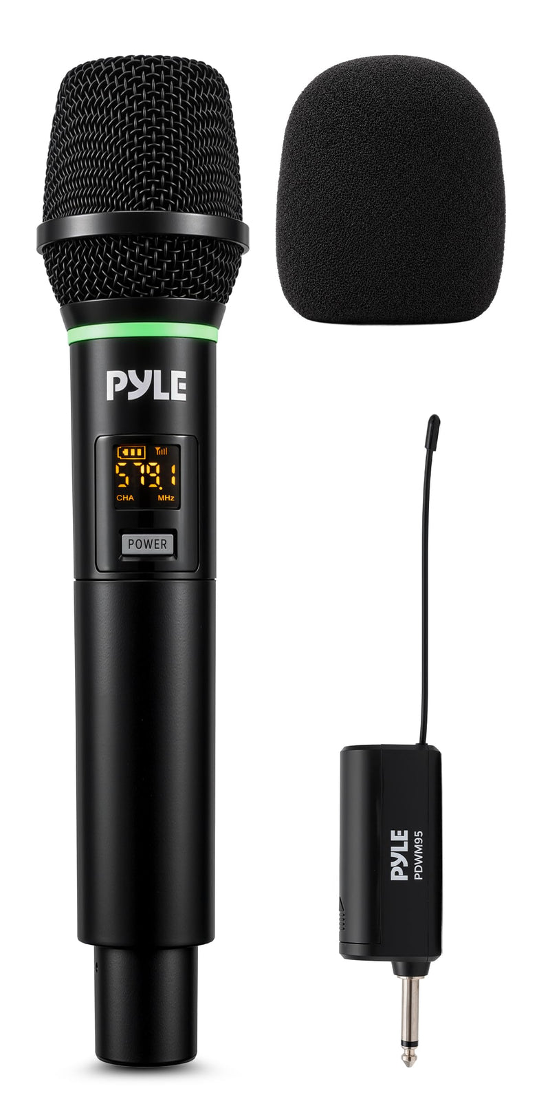 Pyle Professional USB Microphone System - 16-Channel Dynamic Portable Mic with Long-Range Clear Sound, Rechargeable Wireless Microphone for Singing, Stage, Church and Studio Usage Black