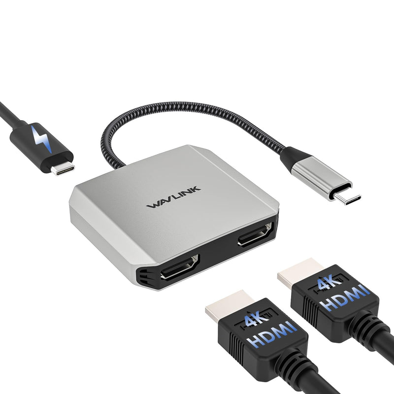 WAVLINK HDMI Splitter for Dual Monitors, Dual Display for Windows ONLY | 4K@60Hz Dual Display, 95W PD IN,Compatible with Dell XPS, HP Spectre, Lenovo Yoga, Windows Systerm ONLY