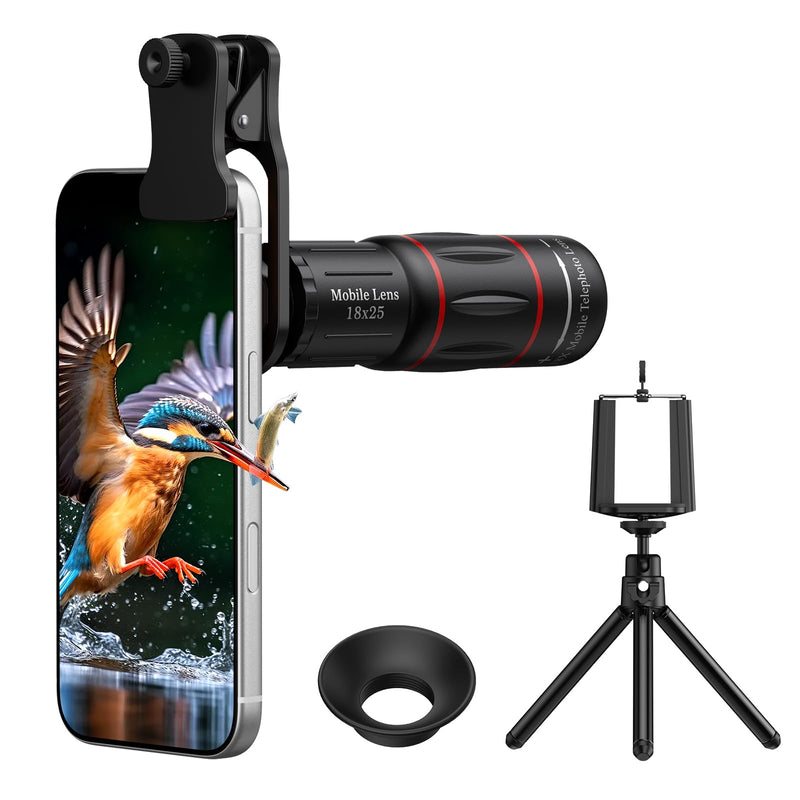 AMIR 18X Telephoto Lens, High Power Phone Camera Lens with Tripod, HD Monocular Telescope Attachment for Samsung, Android & iPhone, Smartphones