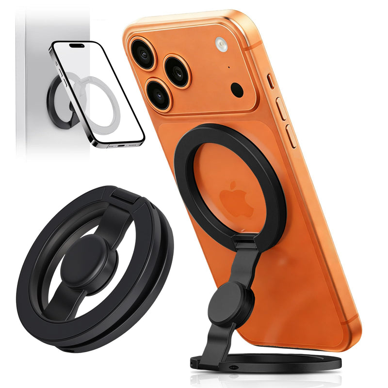 Magnetic Phone Holder for Magsafe,Magnetic Phone Grip for iPhone 12-17 | 2-in-1 MagSafe stand and fidget spinner with strong magnets for iPhone 12-17, desk, gym, travel Black