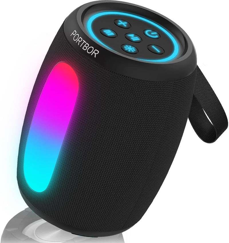 Portable Bluetooth Speaker, School Supplies: Powerful Stereo Sound, 36H Playtime/IPX5 Waterproof/8 Light Modes/Wireless BT5.3/TWS Pairing, for Outdoor/Beach/Camping/Travel/Party/Home, Birthday Gifts Black