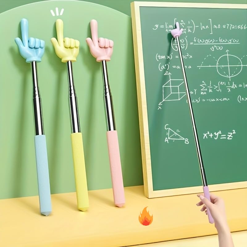 Finger Pointer Stick, Retractable Teacher Pointer, Extendable Classroom Teaching Tool for Presentation, Whiteboard, Blackboard & Reading, Random Color, 1 Pack