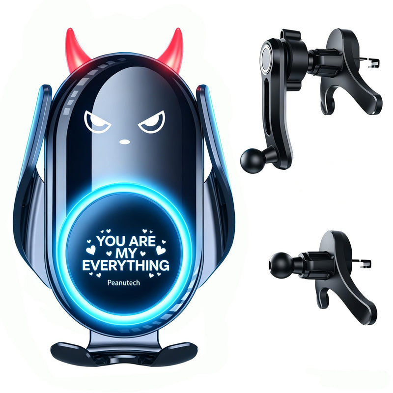 Black Demon Wireless Car Charge Holder, Cute Car Phone Mount Auto Clamp Black Demon