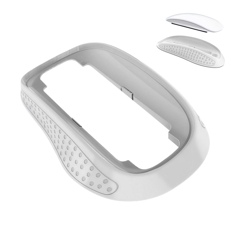 Mouse Pad Riser with Widened Palm Support，White Ergonomic Dock Base for Apple Magic Mouse 2/3 – Raised, Widened Palm Rest for Enhanced Comfort