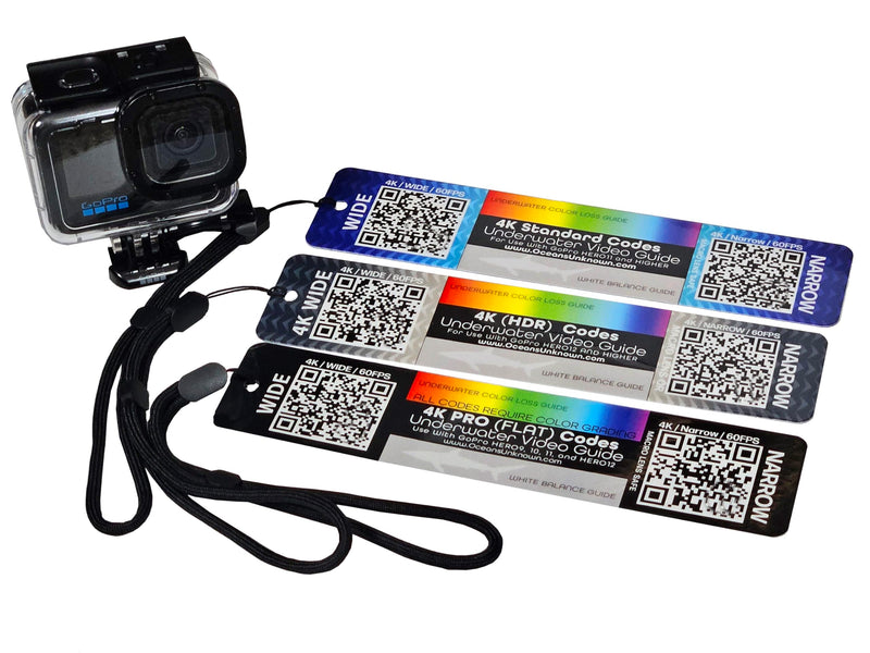 Underwater Video Guide (3-Card Package) with QR Code Camera Settings for use with GoPro HERO9, HERO10, HERO11, HERO12, HERO13, and Mission Cameras.