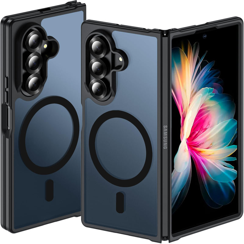 for Samsung Galaxy Z Fold 8 Ultra Case| Galaxy Z Fold 7 Case Magnetic Black | Compatible with MagSafe, Hinge Protection,Translucent Matte Military Grade Protection Shockproof Rugged Phone Cover Galaxy Z Fold 8 Ultra| Z Fold 7 Z Fold 8 Ultra-Black