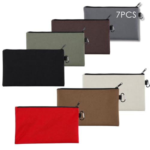 7 Pack Canvas Tool Bag, 12.4"x7.3" Premium Tool Pouch Zipper Bag