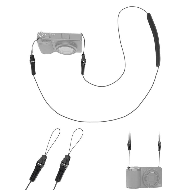 JJC Slim Camera Neck Strap for Ricoh GR IV III IIIx Sony RX100 VII VI | Black, Quick Release Shoulder Strap for Ricoh GR4 GR3 GR3x HDF Sony RX100 VII VI Fuji X100VI X-E5, 110cm Length, Soft Padded