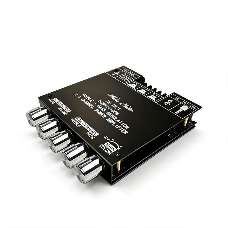 ZK-TB21 2.1 Channel Bluetooth Amplifier Board, 50W*2+100W Subwoofer Power Amp Module, Bluetooth 5.0 AUX Input Treble Bass Control for DIY Speaker Home Theater Audio