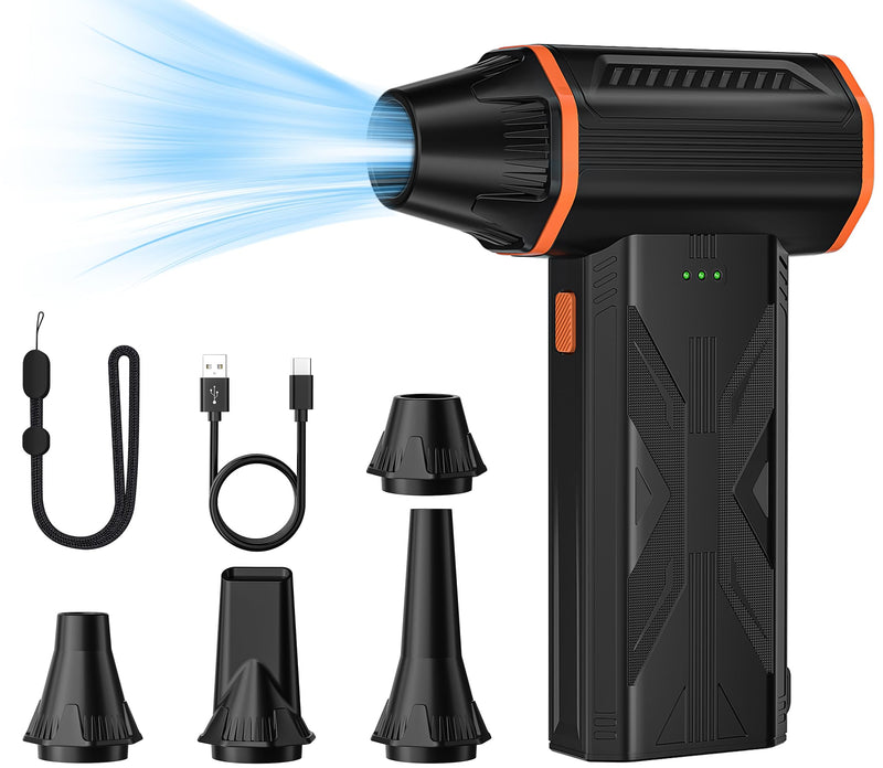 Electric Air Duster, 110000 RPM Cordless Rechargeable Compressed Air Duster | 3 Speed, Brushless Motor, Portable, Handheld Air Blower for Computer Cleaning, Keyboard, PC, Electronics, Car, Office & Home Black 1 Pack