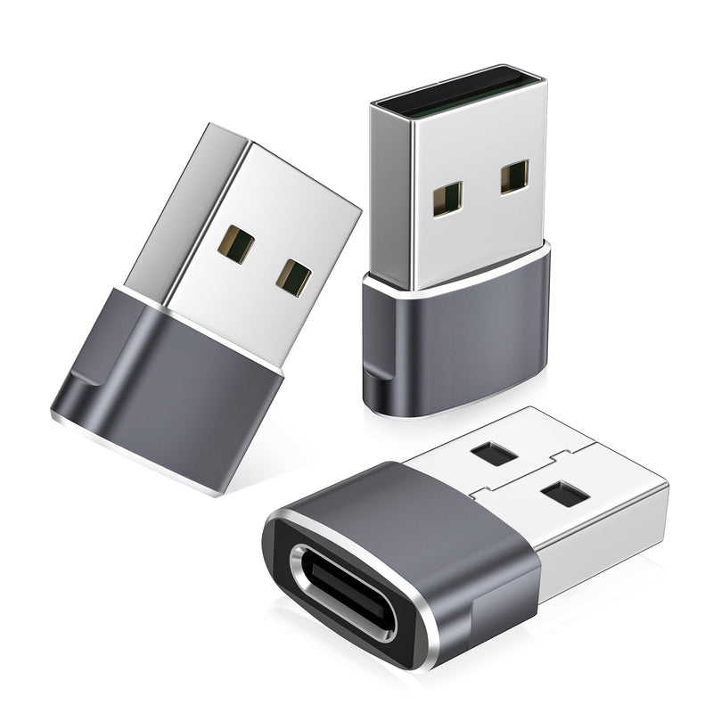 USB to USB C Adapter,USB C Female to USB A Male Adapter,Type C Converter Charger for iPhone 17 17e Pro Max,16 15,Apple Watch iWatch S11 S10 SE,AirPods 3,iPad mini Air,Samsung Galaxy S25 S26 (Gry) GRY