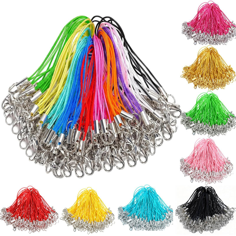Phone Charm Strap String 100pcs Keychain Strings Cell Phone Charms Strap Kit Mini Lanyard Key Chain String for Keychain Cellphone Charms Jewelry Making (Multicolor) Multicolor