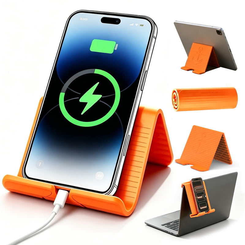 Portable Foldable Silicone Phone Laptop Pad Stand Orange | Eazy to Use,Suitable for office home travel,phone laptop pad holder whitch anti-slip