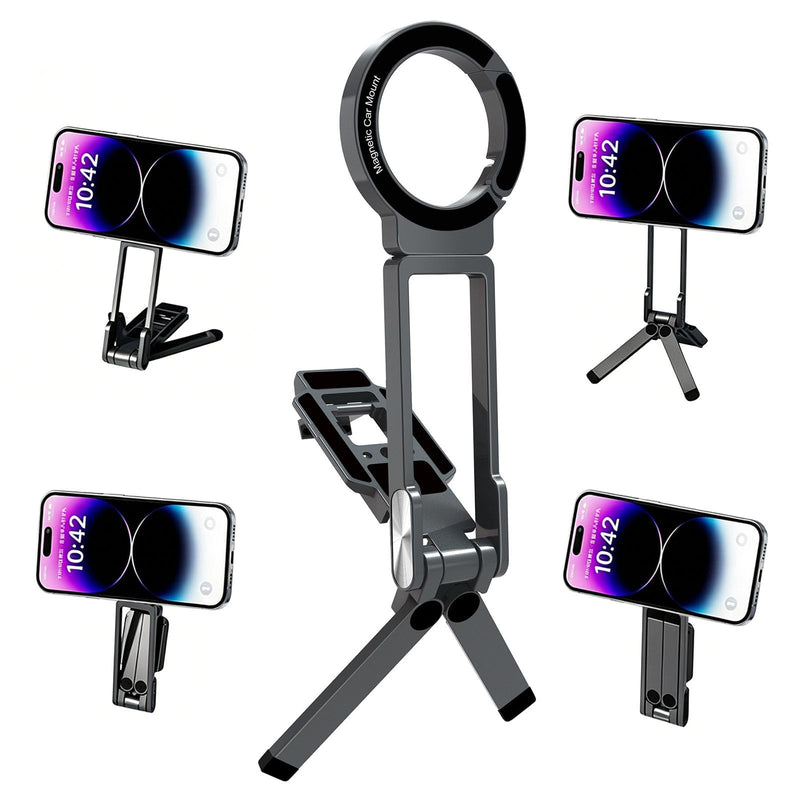 Magnetic Phone Tripod for MagSafe,5-in-1 Mini Tripod Mount | 52N Strong Magnet Foldable Hook Phone Stand with Arca Quick Release & 1/4" Arri Hole for iPhone, Vlog, Travel, Desk