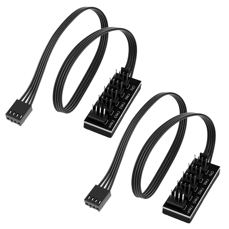 PWM Fan Splitter Hub Compatible 3PIN/4PIN 2 Pack 1 to 5 Splitter | Fan Splitter Cable Compatible Extension Cord for Computer 4-Pin and 3-Pin PC Durable Wire for Desktop Computer Cooling