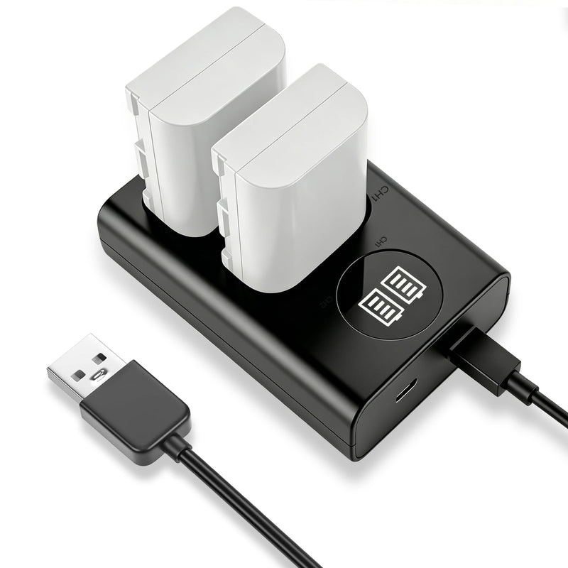 LP-E6 USB Dual Slot Charger for Canon EOS R6 Mark II R5 R6 R7 | Smart Camera Battery Charger for Canon LP-E6N LP-E6NH, Fits 5D Mark IV III II 6D II 90D 80D