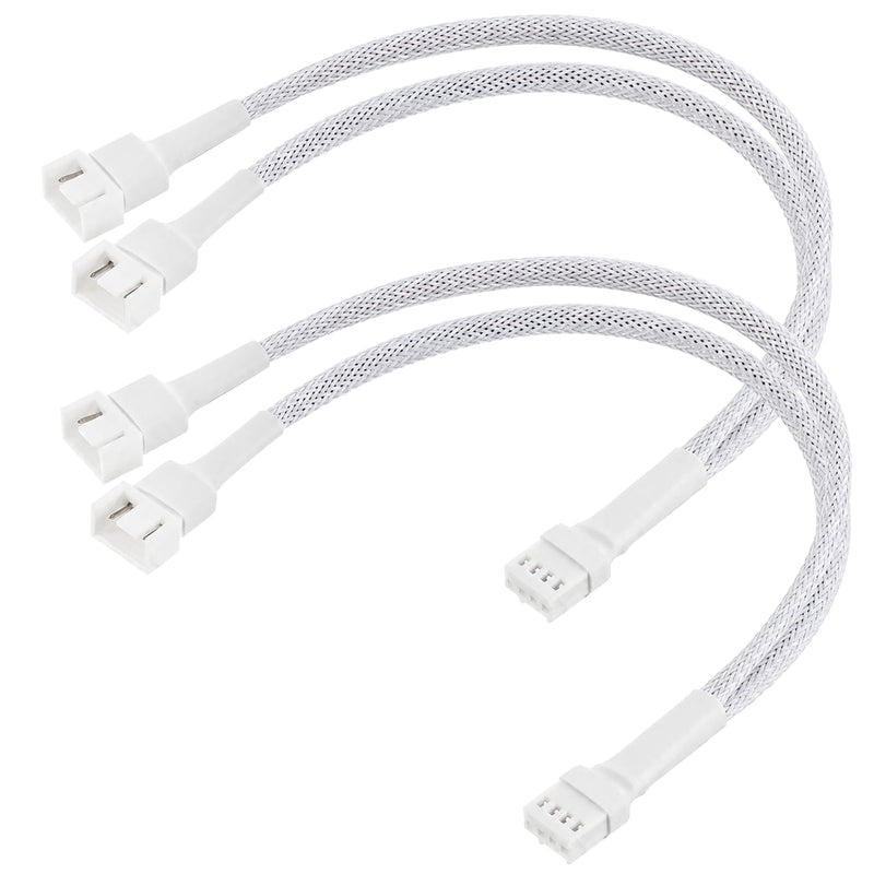 2 Pack 1 to 2 Ways 4-Pin PWM Fan Extension Splitter Cable 11 Inches PC Fan Splitter 4P Male to Female Connector for PC Chassis Channel Fans Motherboard Computer Case (White)
