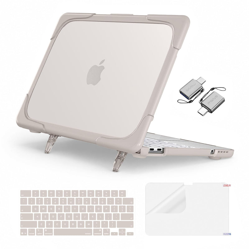 MOSISO Compatible with MacBook Neo Case 13 inch 2026 A3404 A18 Pro Chip | Heavy Duty Shockproof Protective Hard Shell with Fold Kickstand&Keyboard Cover&Screen Film&Type C, Khaki