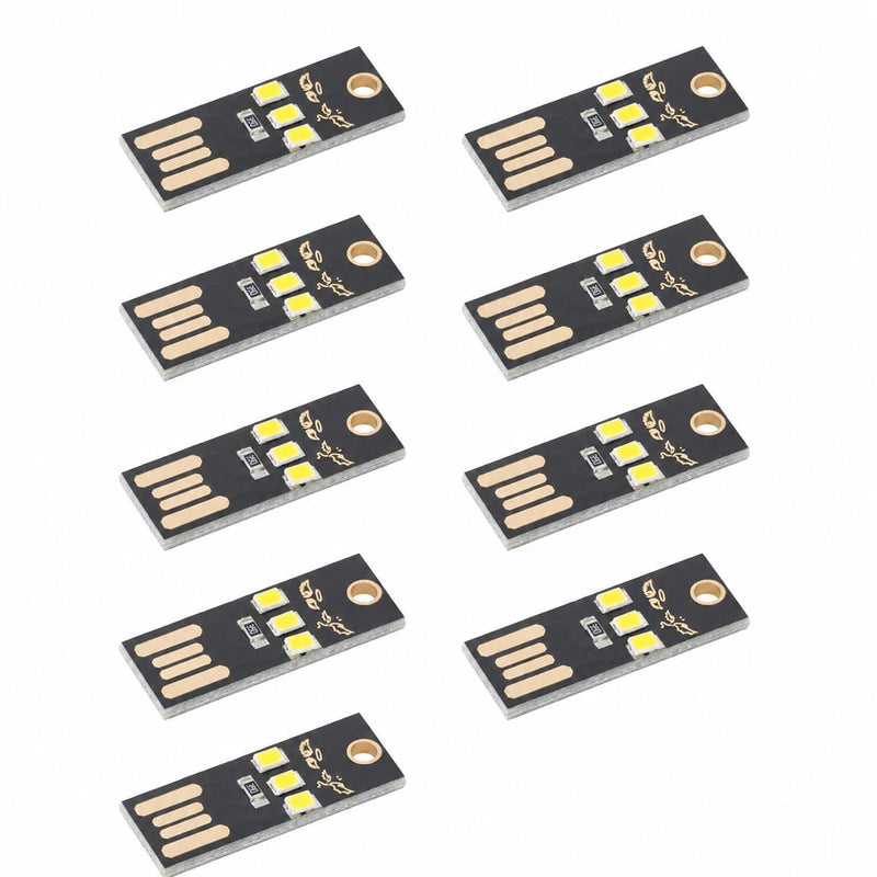 10pcs Warm White USB 3-LED Light Module, Black PCB Mini USB Lamp for Laptop Keyboard, Power Bank, Reading and Travel Use USB-3LED-3-Warm white