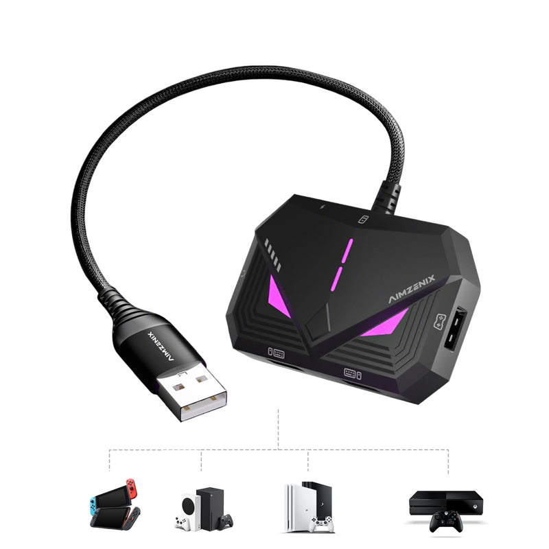 Keyboard Mouse Adapter for Xbox One, Xbox Series X/S, Switch 2, Switch, PS4, Blader Pro - Console MnK Converter with App Control, Built-in USB Cable, 1000Hz Polling Rate