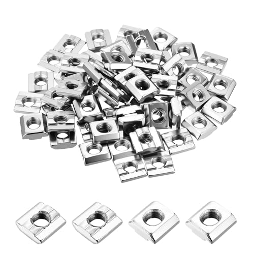 60Pcs Sliding t Nuts M8-1.25 3030 Series Hammer Nuts Silver 3030 Series M8-1.25mm 60