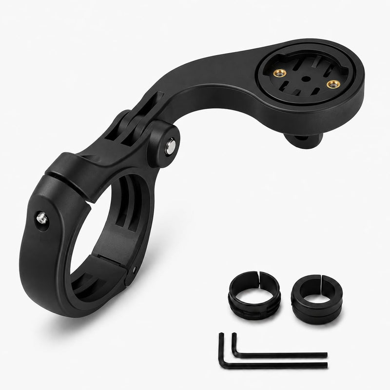 Out Front Bike Computer Mount Fit Garmin Edge, XOSS G/G+, iGPSPORT | Rotatable, Secure & Anti-snap, with GoPro & Light Adapter Fit 25.4/31.8/35mm Handlebars for MTB & Road Bikes(Combo Mount) Mount with GoPro Adapter