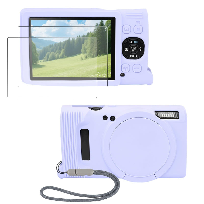 Case for PowerShot IXY 650 / ELPH 360 HS/IXUS 285 HS Camera | Soft Silicone Protective Camera Cover with Removable Lens Cap, Includes 2 Screen Protectors & Wrist Strap (Lilac) Lilac