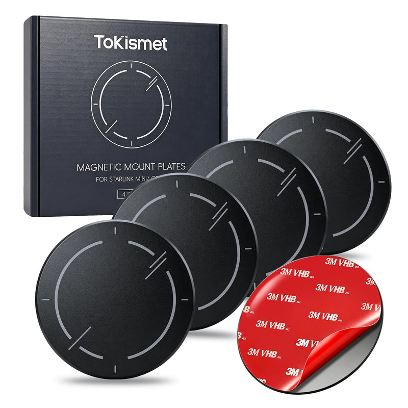 Starlink Mini/Gen 3 Adhesive Metal Plates for Magnetic Mount, 4-Pack | 3M VHB Backing | For Non-Magnetic Glass & Aluminum Roofs | Peel-and-Stick, No-Drill RV, Camper, Car & Truck Accessories
