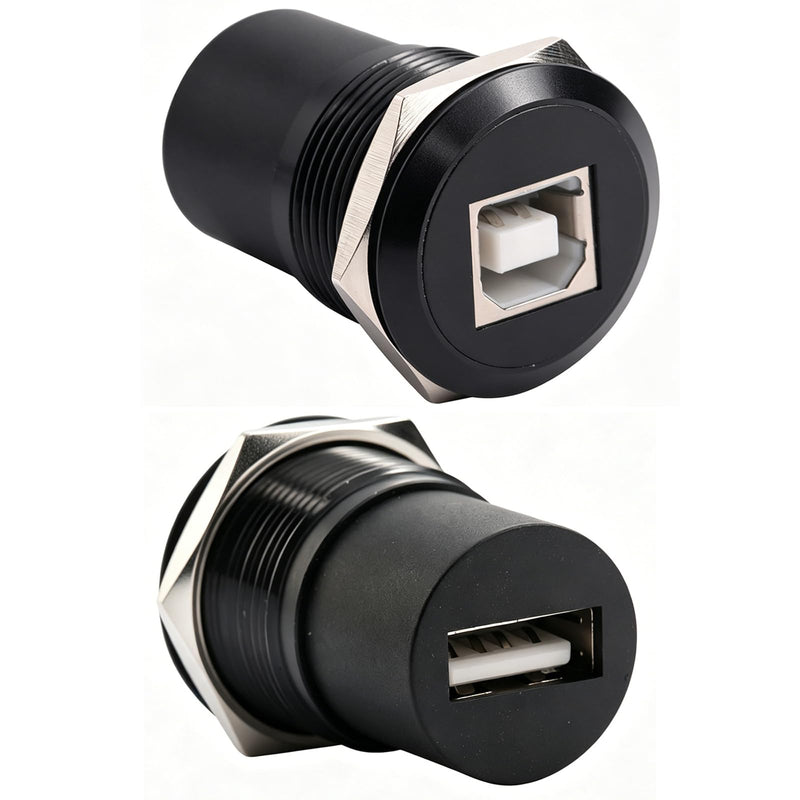 PENGLIN 2PCS USB B to A Panel Mount Connector, USB2.0 Type-B Data Socket | Up to 480Mbps Data Transfer,Metal Shielding Block,Zinc Alloy Housing, Perfect for Printer/Scanner/Fax Machine Black 2PCS(USB-B to A)