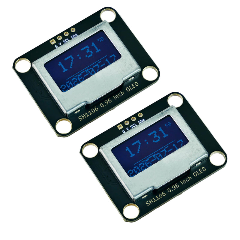 2-Pack OLED Display Module 0.96in, I2C 128x64 Pixels Screen, Steel Case | Mini SH1106 Display for Arduino ESP32 Raspberry Pi Standard Edition 2