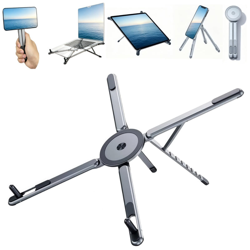 4-in-1 Foldable Laptop Stand,Magnetic Phone & Tablet Holder,Portable Riser | Multifunctional Aluminum alloy Laptop Stand, Foldable Portable, Magnetic Phone & Tablet Holder, Multi-angle Ergonomic Design