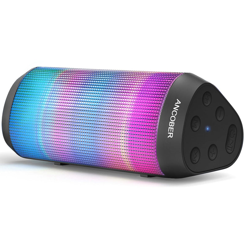 Portable Bluetooth Speaker Powerful HD Loud Sound, LED Lights, IPX4 Wateproof, 24H Playtime, Wireless TWS Pairing, Built-in Mic, for Home/Outdoor/Party, Cool Electronics, Birthday Gifts for Men Women Black