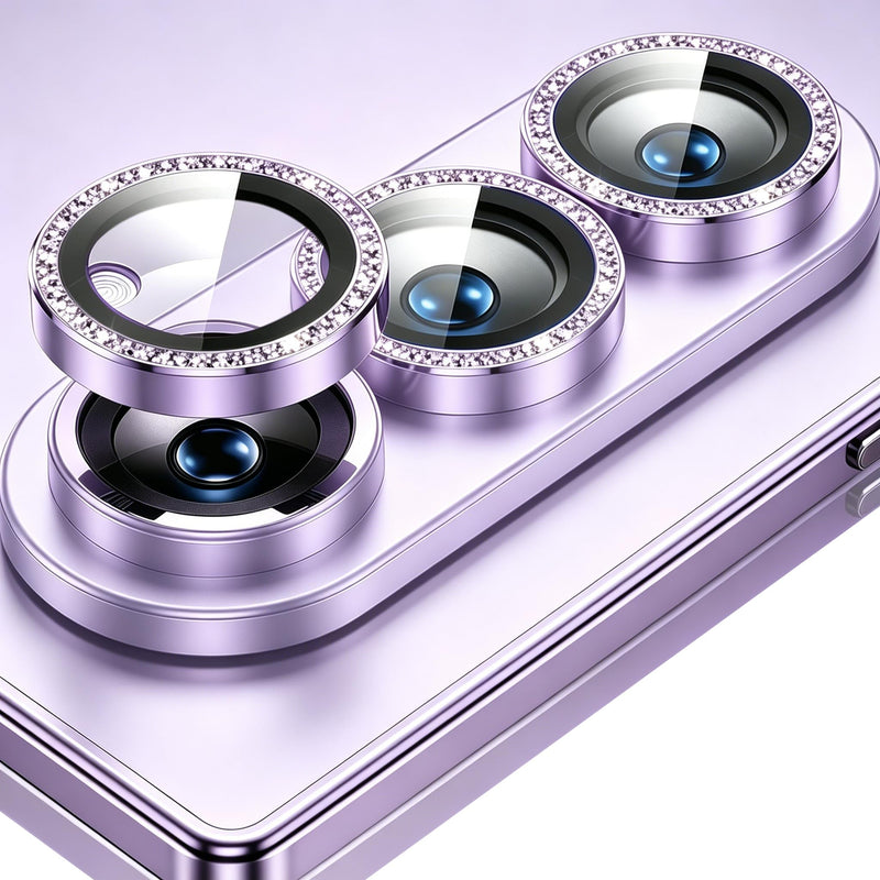Compatible for Samsung Galaxy Z Fold 7 / Z Fold 8 Ultra Camera Lens Protector Glitter Bling Individual Aluminium Alloy Ring 9H Tempered Glass Decorative Accessories Camera Cover Purple Galaxy Z Fold 7/Z Fold 8 Ultra